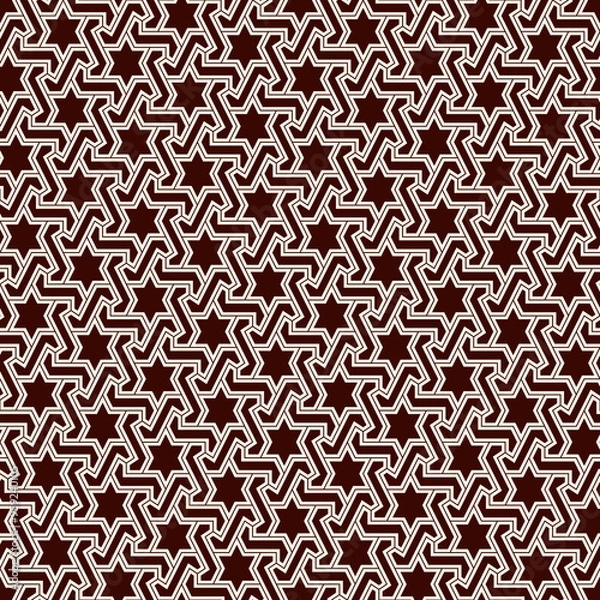 Fototapeta Oriental ancient mosaic pattern. Ethnic ornament. Repeated geometric figures, stars motif. Seamless surface design. Ornamental wallpaper. Geo abstract background. Digital paper, textile print. Vector.