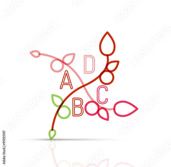 Fototapeta Abstract geometric linear hipster floral icon, frame design, flat style