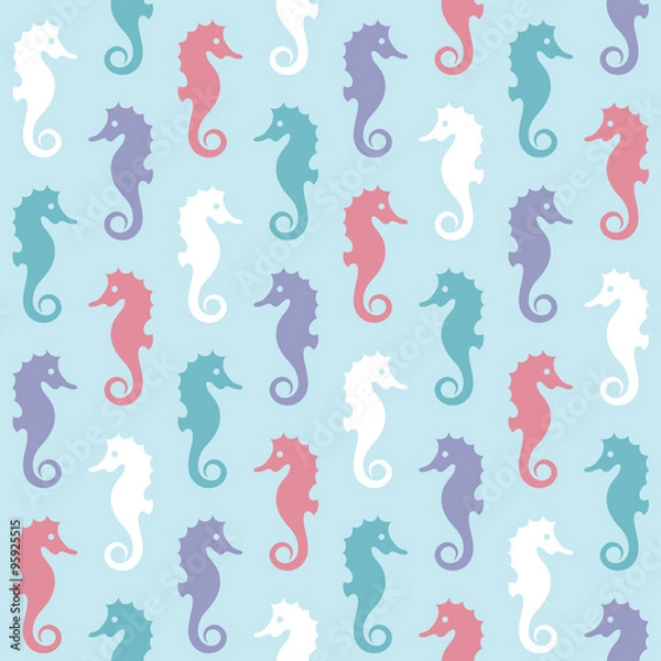 Obraz vector seamless pattern with seahorse