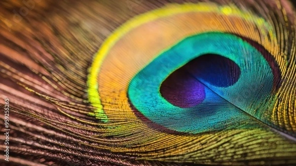Obraz Vibrant Peacock Feather with Mesmerizing Pattern and Texture