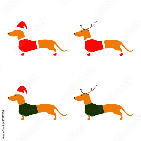 Obraz Set of Christmas dachshunds