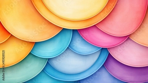 Fototapeta A close up of a colorful background with many different colored plates, AI
