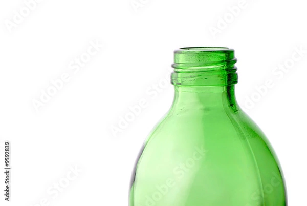 Fototapeta empty bottle  green color isolated on  white background