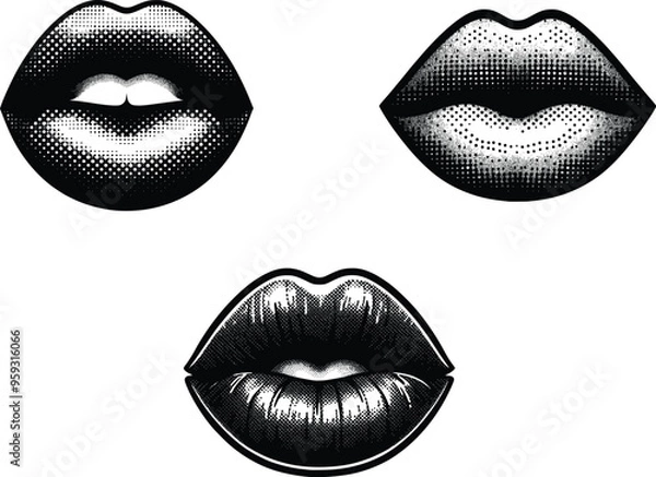 Fototapeta Bold Lips Print Isolated on White Background - High-Quality Vector for Design and Branding