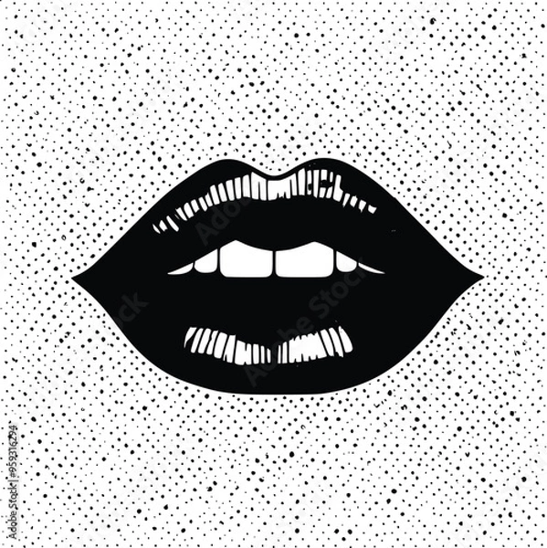 Fototapeta Bold Lips Print Isolated on White Background - High-Quality Vector for Design and Branding