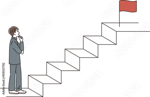 Obraz ゴールを見つめる男子中学生