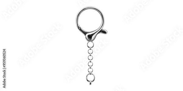 Fototapeta Realistic Key Chain With Metal Ring Vector Illustration.	