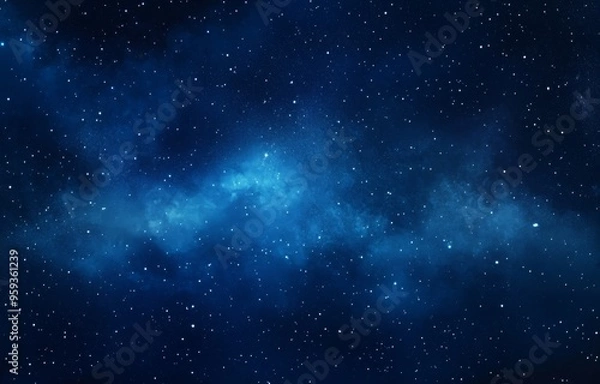 Fototapeta Starry Night Sky with Milky Way Galaxy, Twinkling Stars in Various Sizes and Colors, Ideal for Sci-Fi Designs