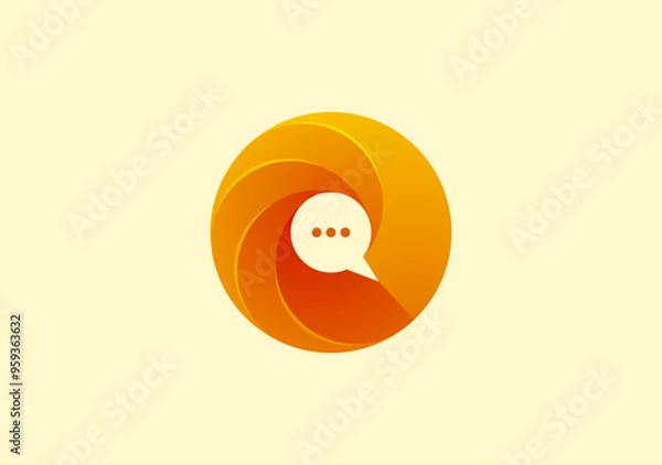 Obraz gradient logo letter O wiht chat bubble inside
