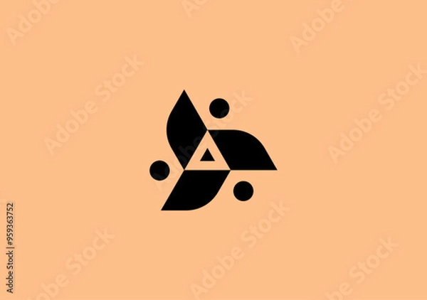 Fototapeta tripple media foundation logo with arrow symbol in the middle and human symbol