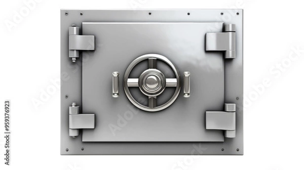 Obraz Metallic a solid steel bank Vault Door isolated on transparent white background, clipping path