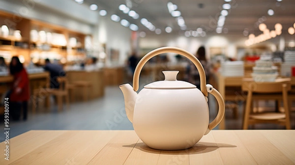 Fototapeta Ceramic teapot on the table in the store generative ai