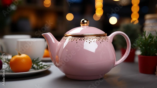 Fototapeta Ceramic teapot on the table in the store generative ai