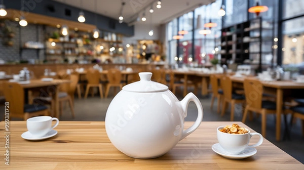 Fototapeta Ceramic teapot on the table in the store generative ai