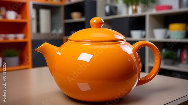 Fototapeta Ceramic teapot on the table in the store generative ai