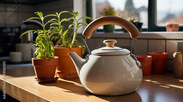 Obraz Ceramic teapot on the table in the store generative ai