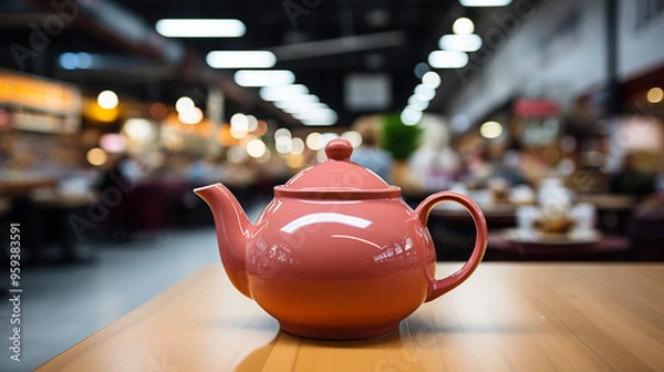 Fototapeta Ceramic teapot on the table in the store generative ai