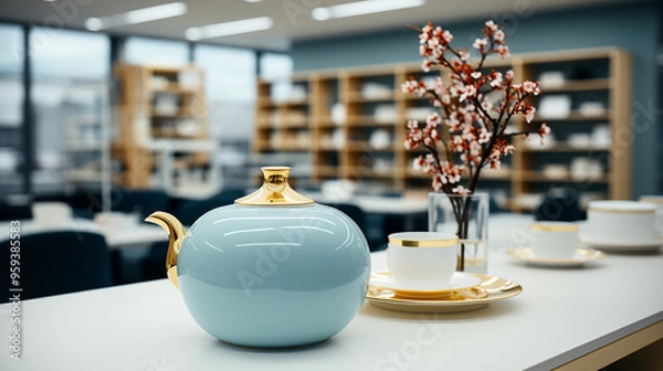Obraz Ceramic teapot on the table in the store generative ai