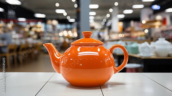 Obraz Ceramic teapot on the table in the store generative ai