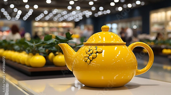 Fototapeta Ceramic teapot on the table in the store generative ai