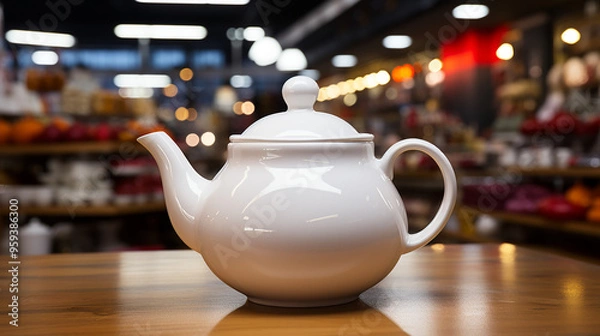 Fototapeta Ceramic teapot on the table in the store generative ai
