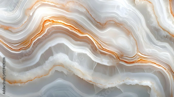 Fototapeta Abstract Marble Texture with White and Brown Swirls