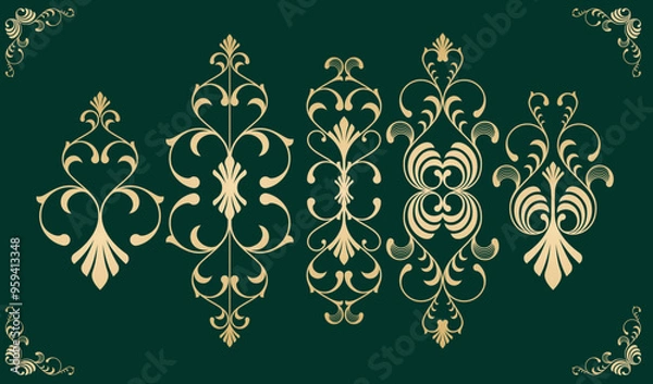 Obraz Abstract geometric pattern ornament vector design, circular carved ornament, geometric logo template