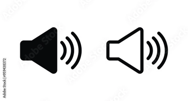 Obraz Speaker icon set. volume icon vector. Sound icon, volume symbol, speaker sign, audio control icon