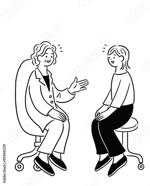 Fototapeta 医師に相談をする若い女性