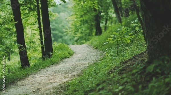 Fototapeta Winding Path Through Lush Green Forest