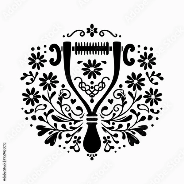 Fototapeta floral style gitter silhouette vector in white background editable eps 