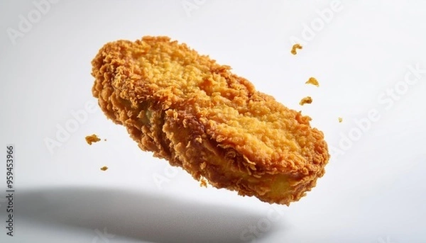 Obraz Floating tonkatsu with white background isolated