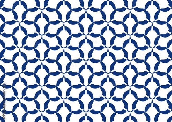 Obraz white and blue background abstract doodle art pattern  seamless pattern with flowers