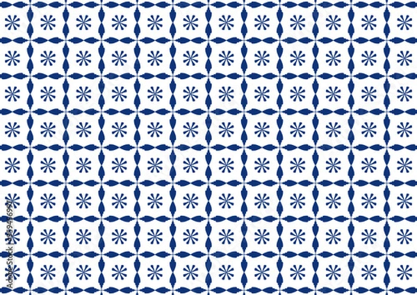 Obraz white and blue background abstract doodle art pattern  seamless pattern