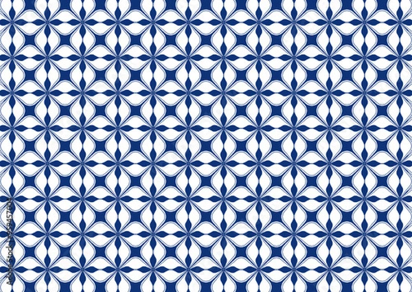 Obraz white and blue background abstract doodle art pattern  seamless pattern with tiles