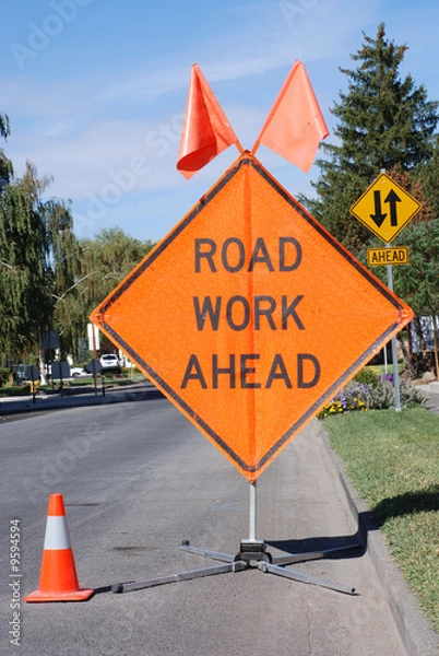Obraz Road Work Ahead Sign