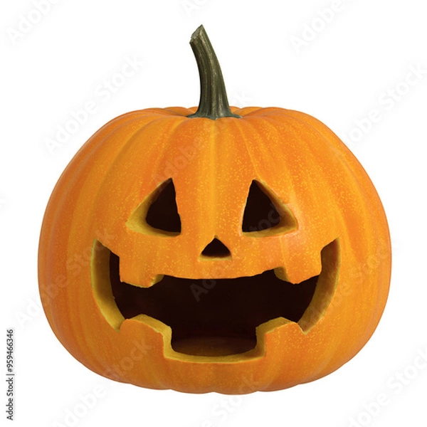 Obraz 3D isolated Halloween Pumpkin with face cutout and transparent background
