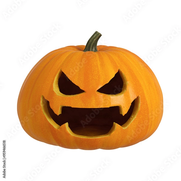 Obraz 3D isolated Halloween Pumpkin with face cutout and transparent background