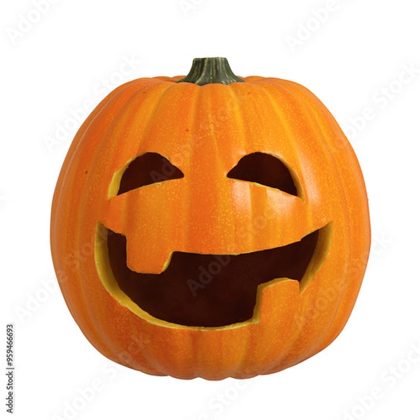 Obraz 3D isolated Halloween Pumpkin with face cutout and transparent background
