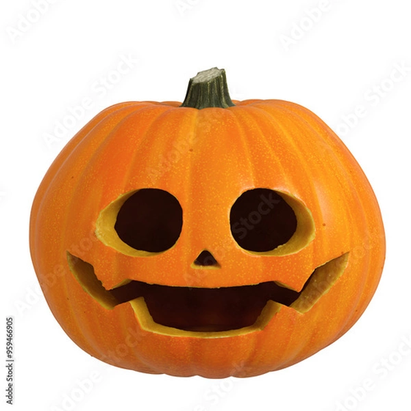 Obraz 3D isolated Halloween Pumpkin with face cutout and transparent background