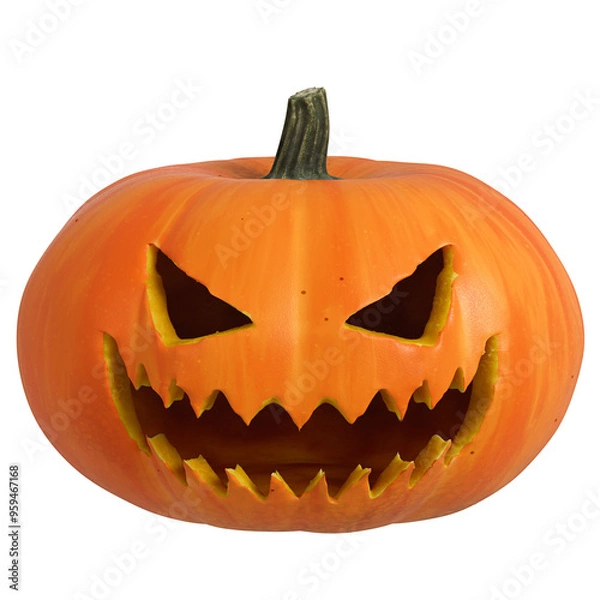 Obraz 3D isolated Halloween Pumpkin with face cutout and transparent background