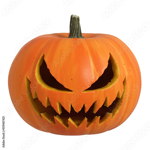 Obraz 3D isolated Halloween Pumpkin with face cutout and transparent background