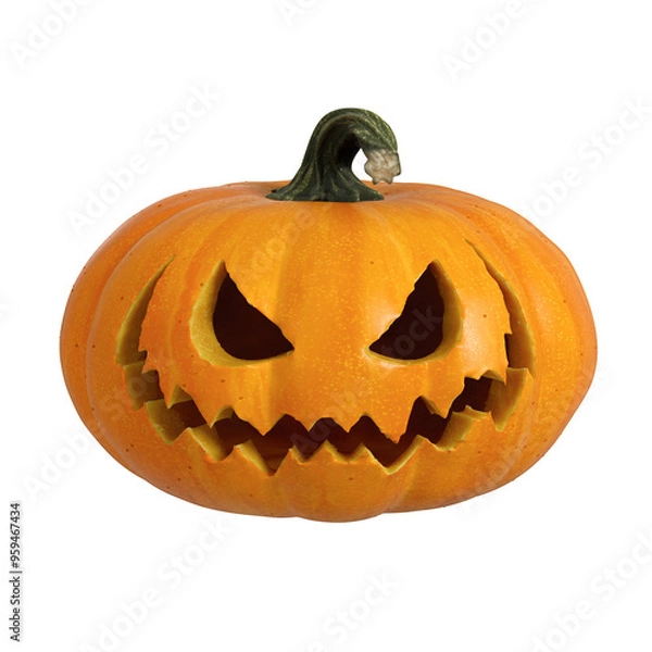 Obraz 3D isolated Halloween Pumpkin with face cutout and transparent background