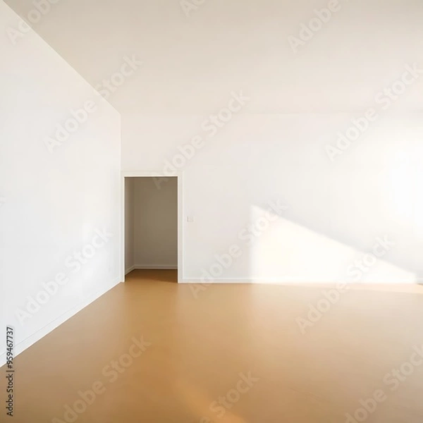 Fototapeta empty room with floor. empty white room with white wall. modern white living hall room design. white empty room with windows.
