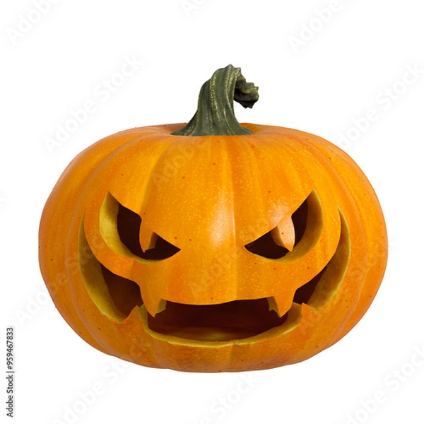 Obraz 3D isolated Halloween Pumpkin with face cutout and transparent background