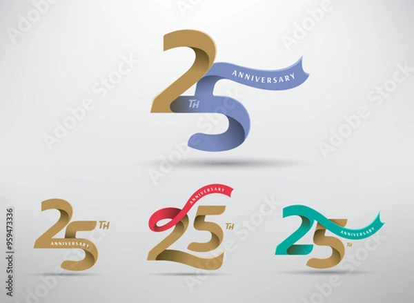 Obraz 25th anniversary celebration logotype with alternative number and ribbon design