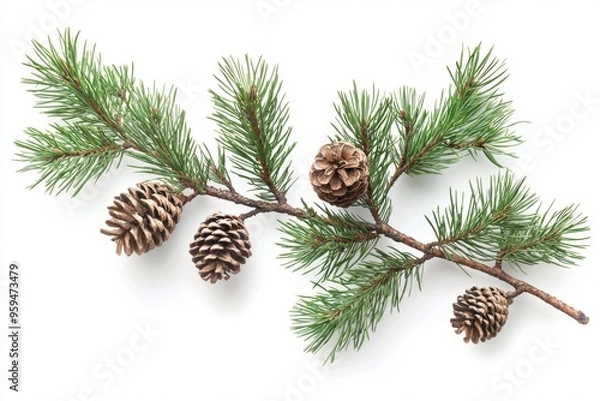 Fototapeta Pine branch with pinecones