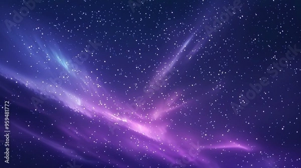 Obraz The night sky illuminated by vibrant purple northern lights, with a multitude of stars twinkling in the background. The vastness of the scene offers a sense of wonder and tranquility with plenty of