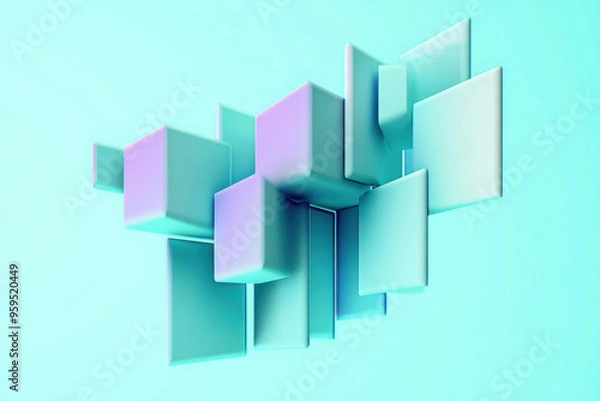 Fototapeta abstract composition of rectangles hovering in minimal space