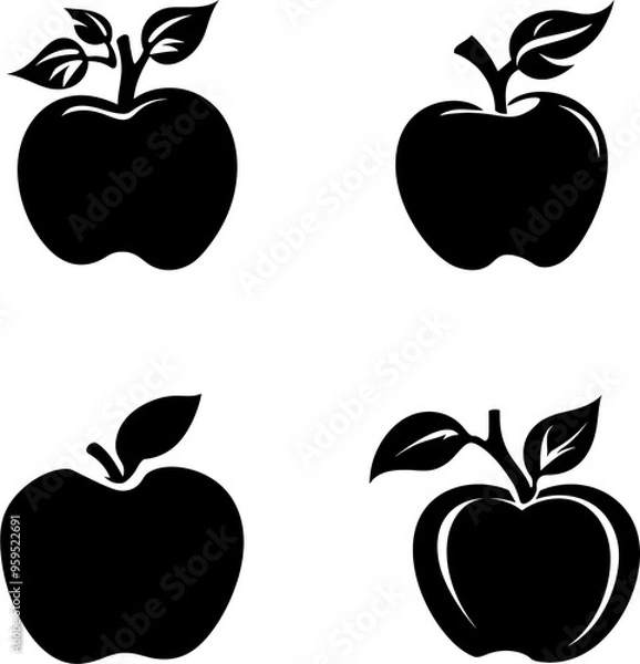 Obraz Apple Logo Collection Set Monochrome Design
